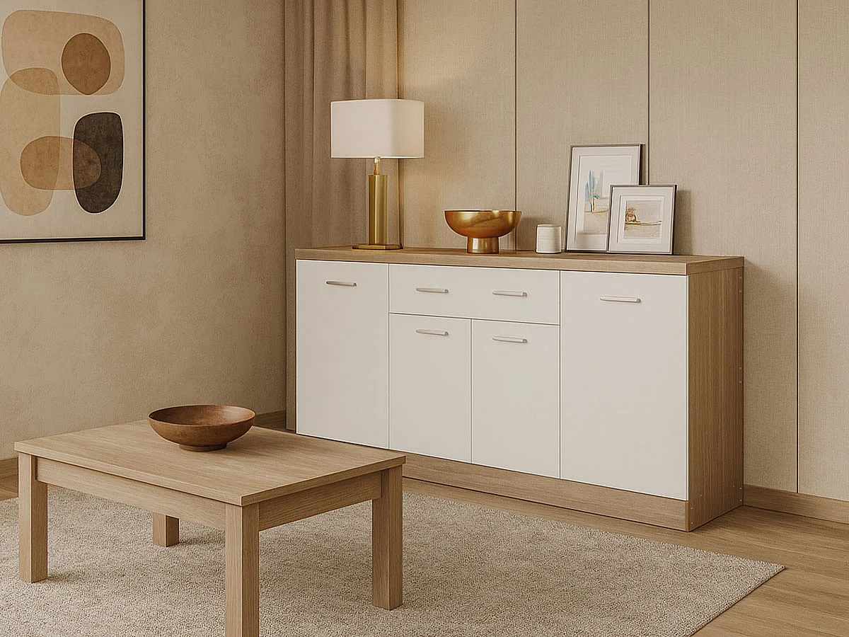 Aparador Zurich (Carvalho Claro, Branco)