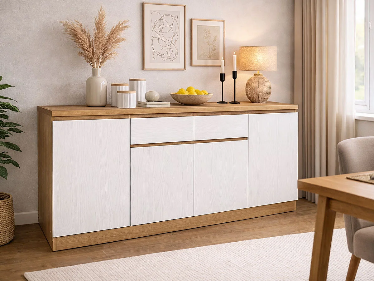 Aparador Zurich (Carvalho Claro, Branco)