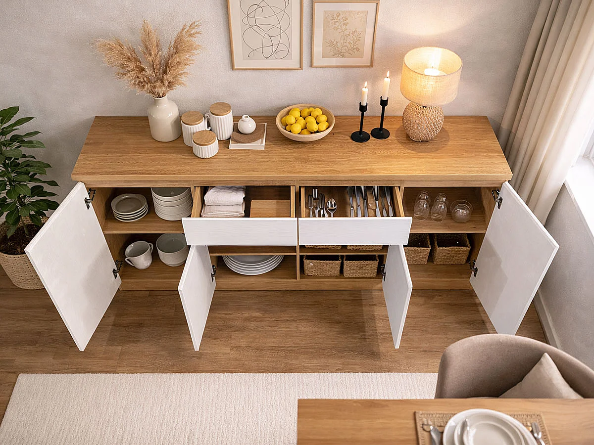 Aparador Zurich (Carvalho Claro, Branco)