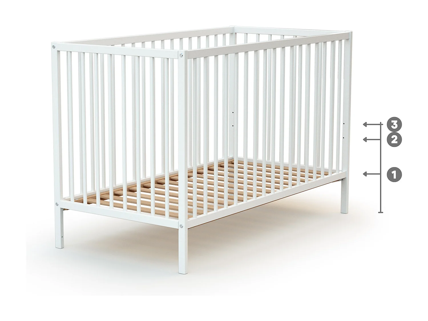 Lettino bambini legno - Bianco - 60 x 120 - 124 x 64,50 x 82 cm