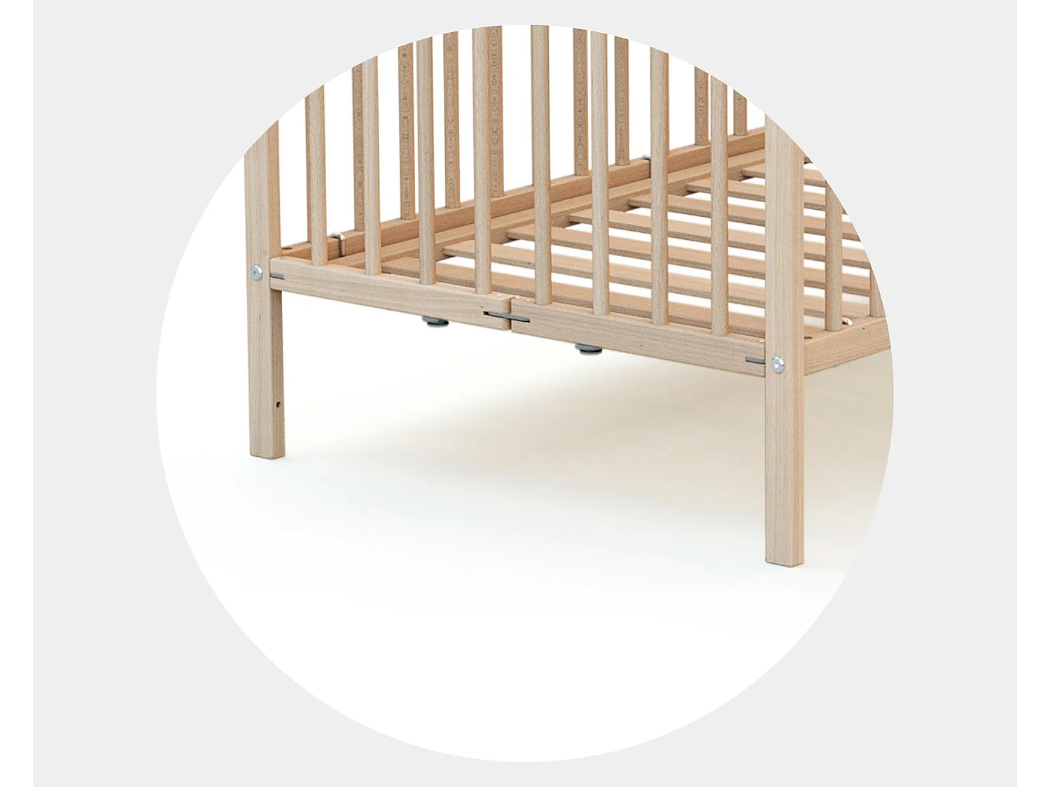 Lit bébé pliant 60 x 120 en bois Hêtre Brut avec matelas FLEX