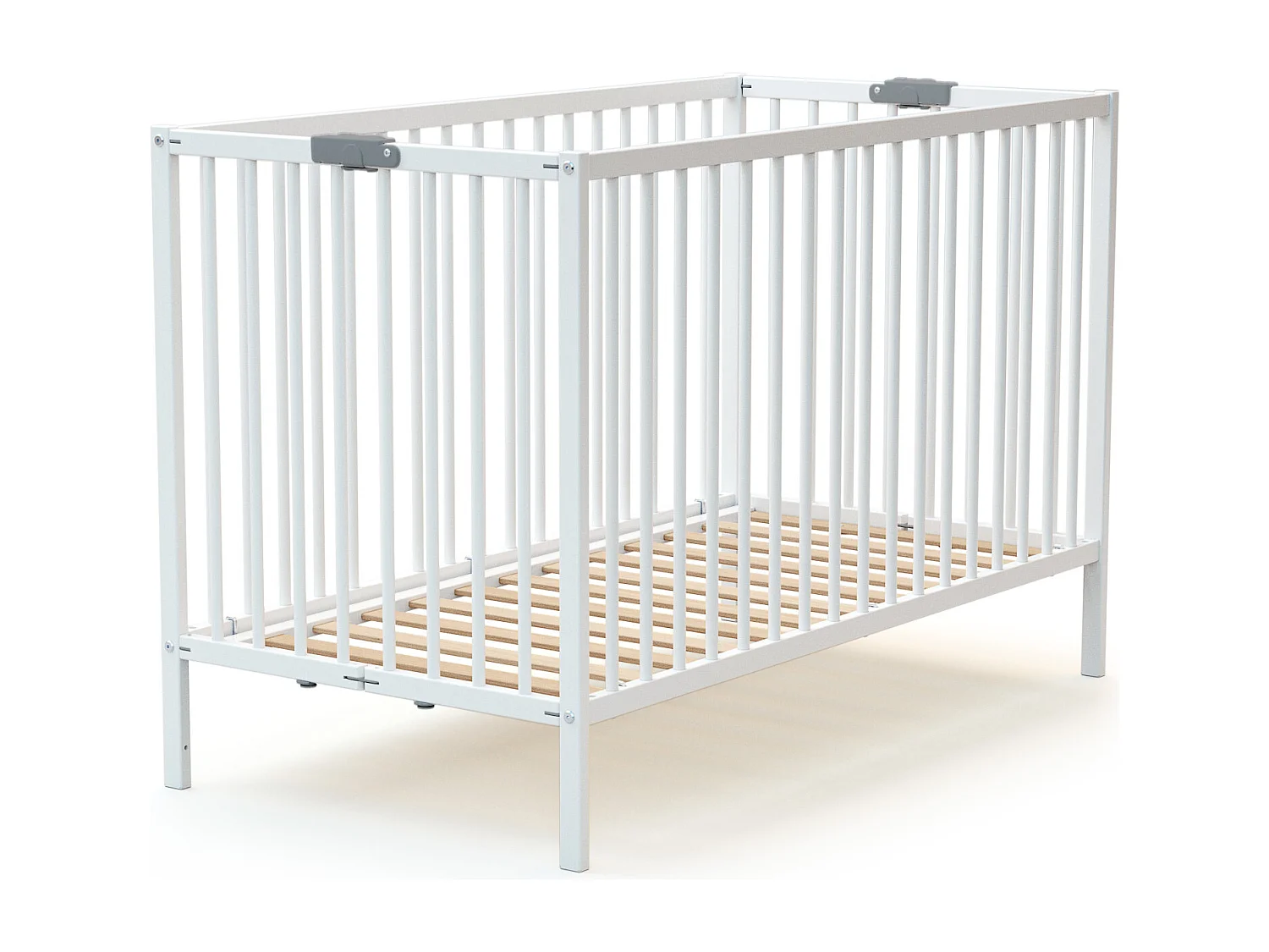 Klappbares Babybett 60x120 mit Matratze Holz Weiß FLEX