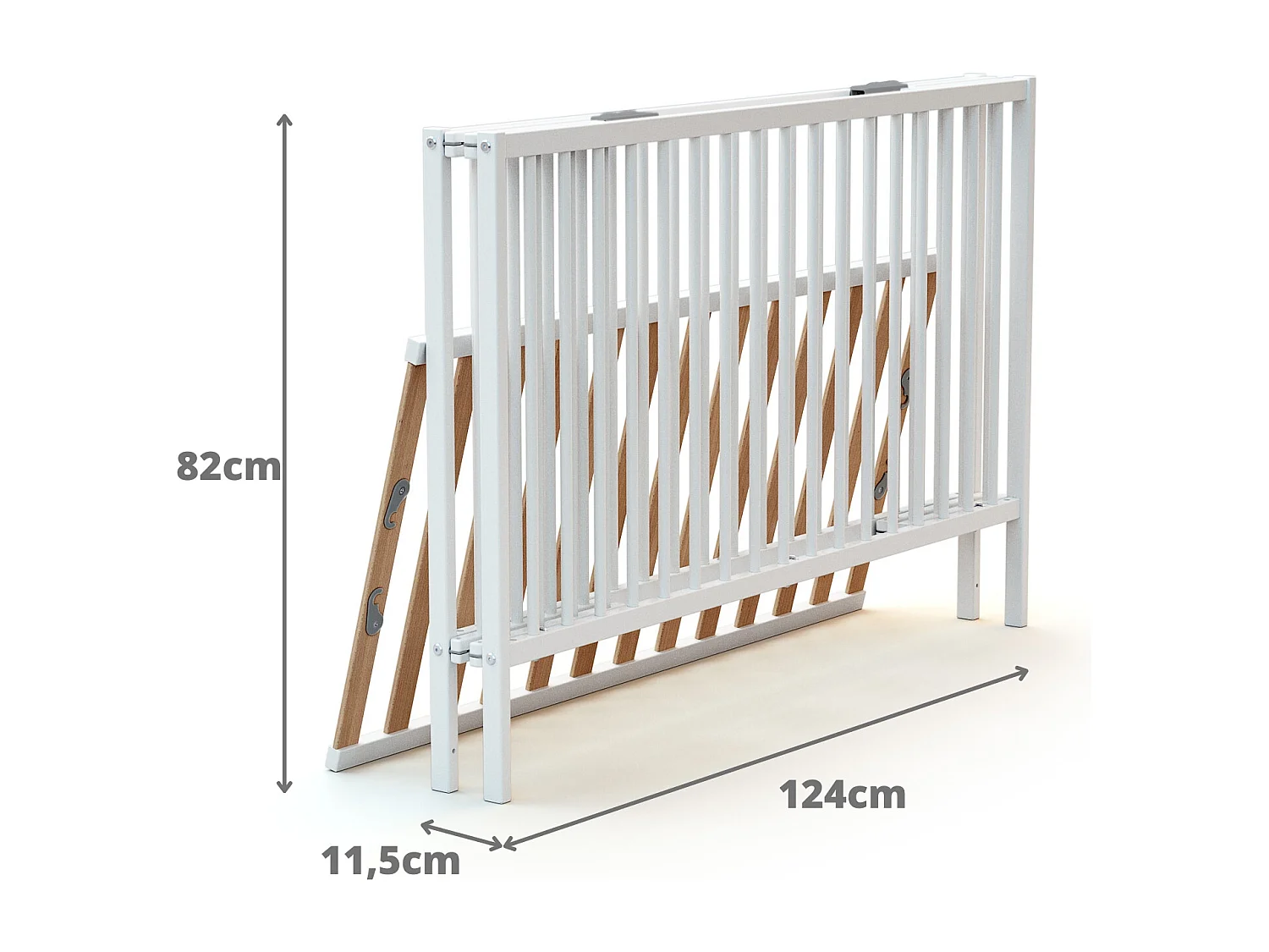 Klappbares Babybett 60x120 mit Matratze Holz Weiß FLEX