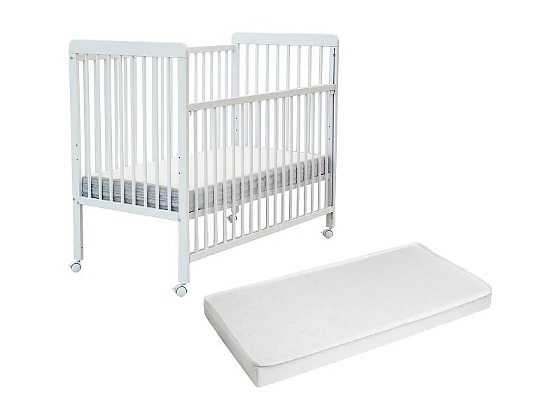 Lit bébé coulissant en bois avec matelas en bois ESSENTIEL Blanc