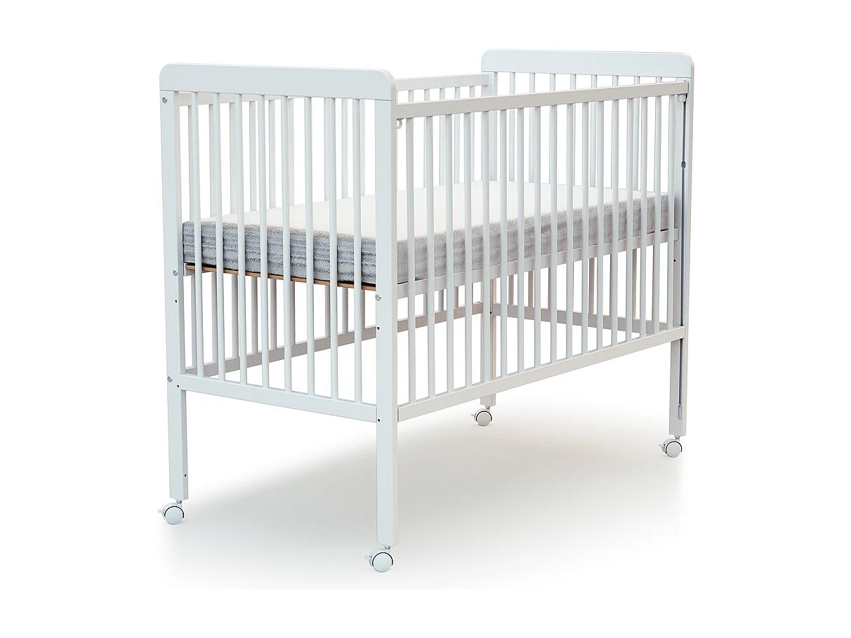 Lit bébé coulissant en bois avec matelas en bois ESSENTIEL Blanc