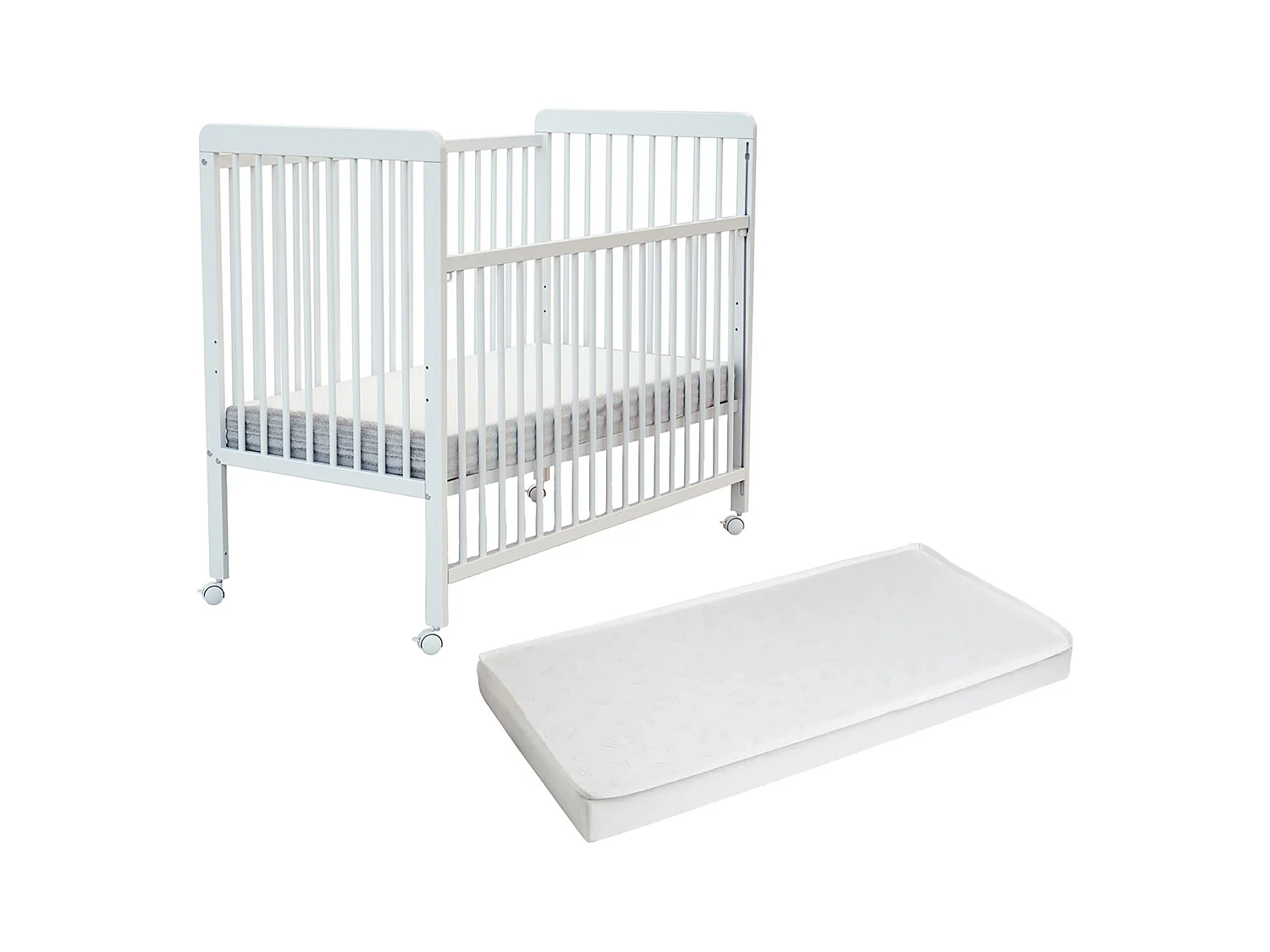 Lettino bambini con sponde regolabile e con materasso ESSENTIEL legno - Bianco