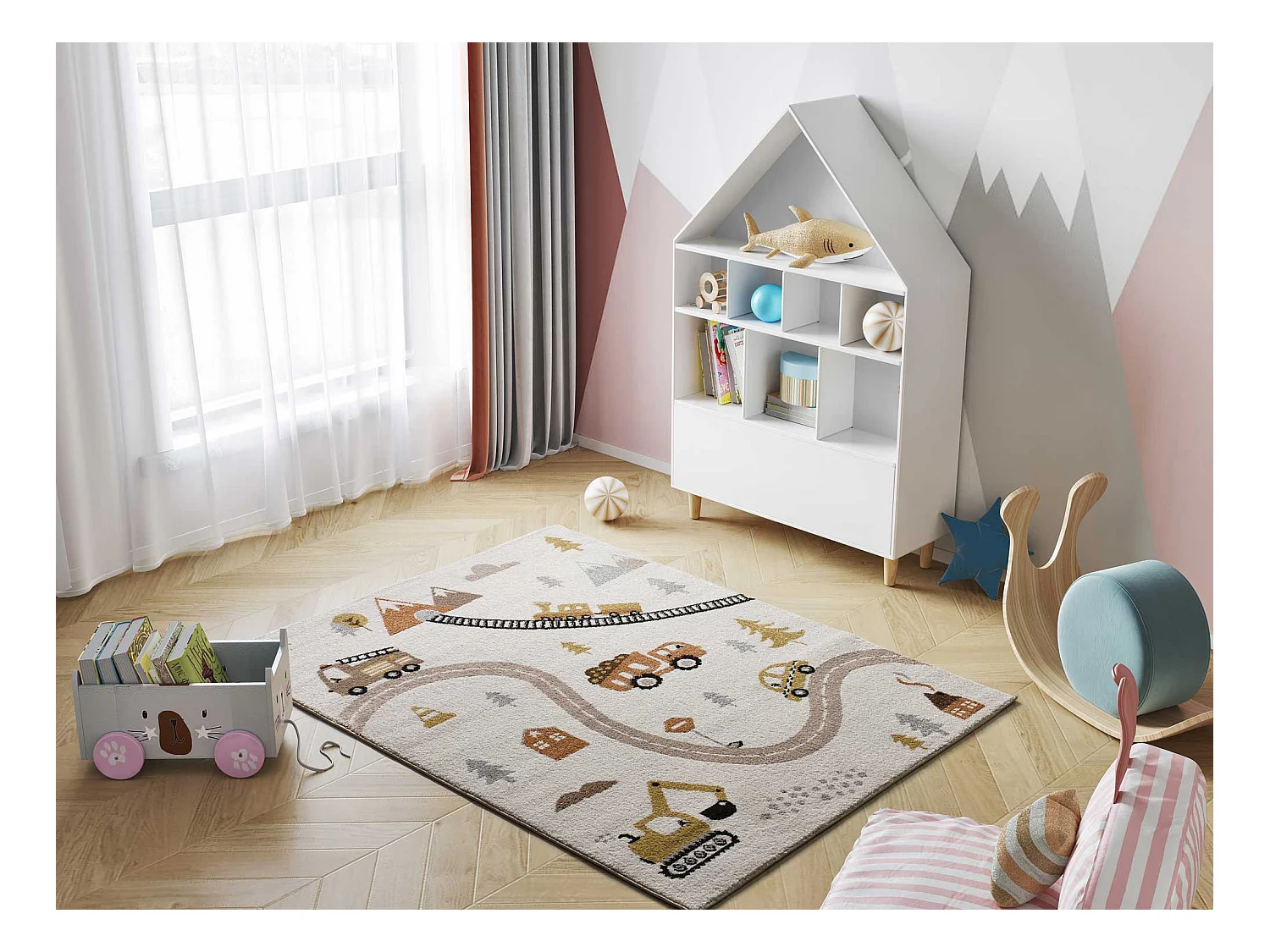 Kindertapijt - auto's en wegen - veelkleurig - 120x170 cm - BEATS