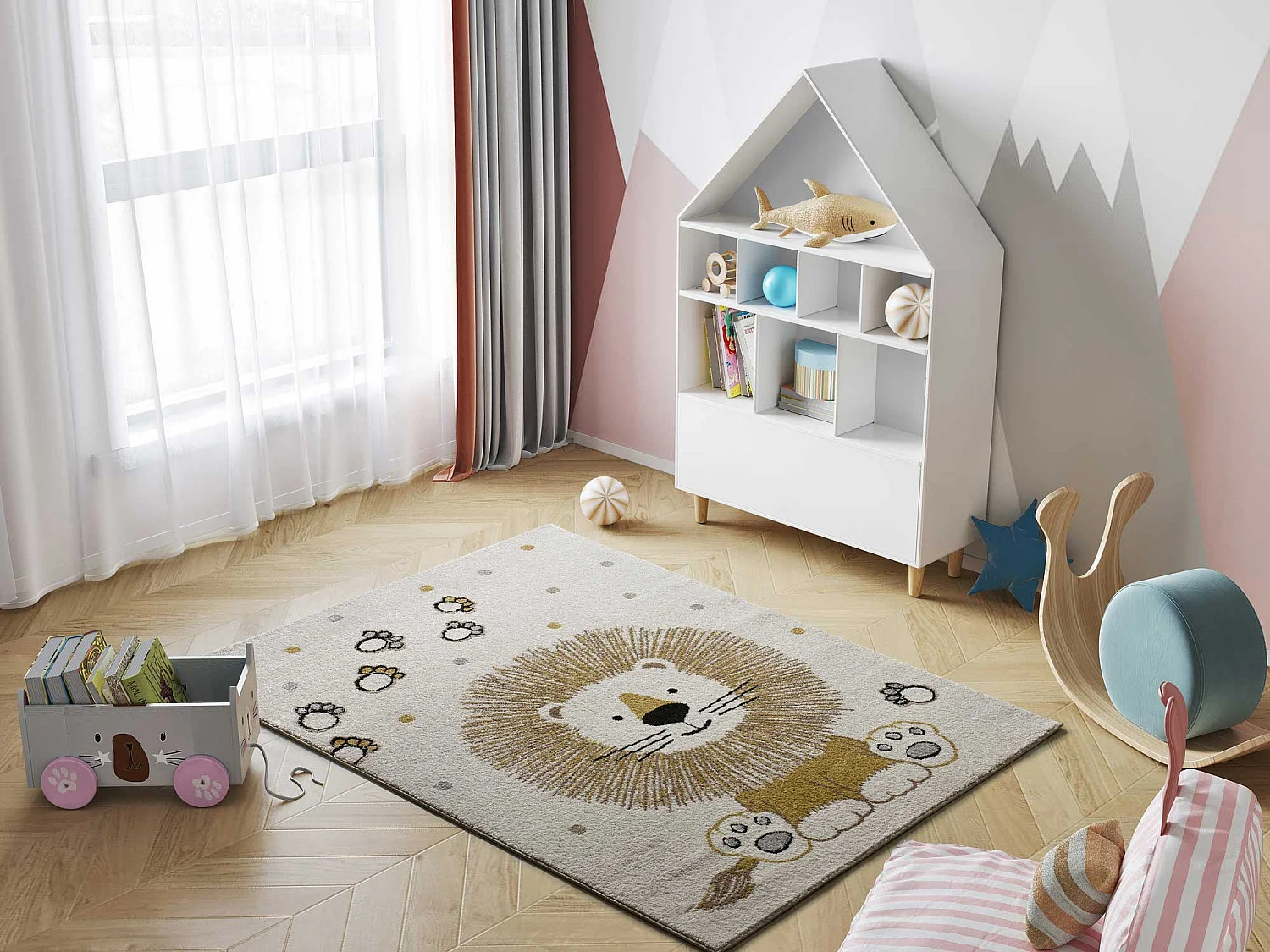 Kinderteppich - kinder - leon - weiß - 120x170 cm - BEATS