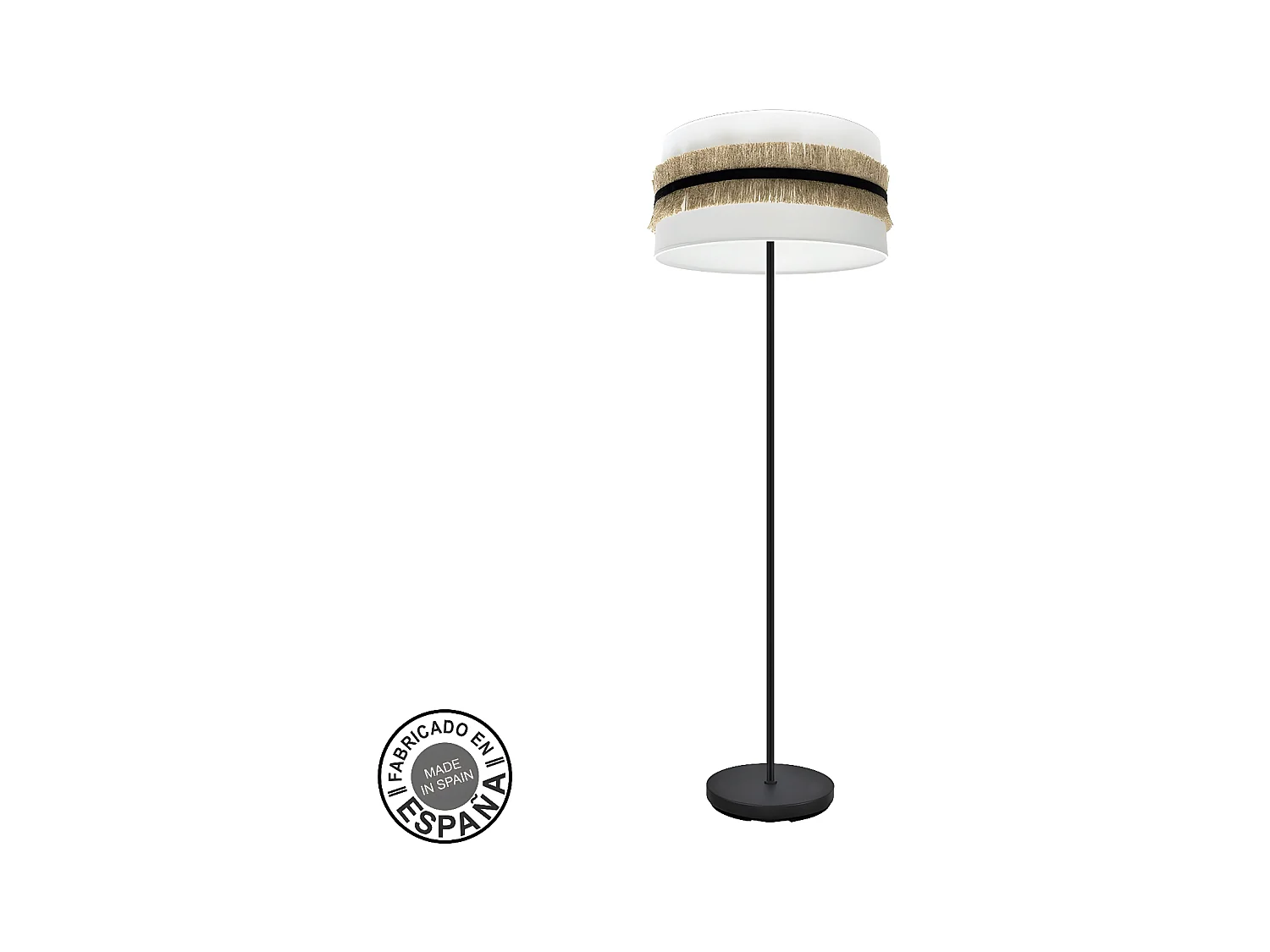 Lampara De Pie Modelo Angola Negro Con Pantalla Decorativa