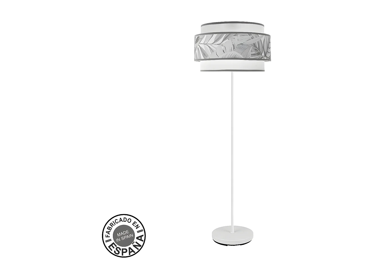 Lampara De Pie Modelo Camerun Blanca Con Pantalla Decorativa