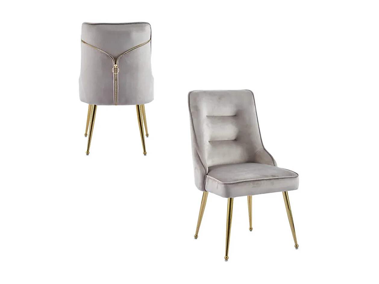Lot de chaises luxury ZIP en velours pieds Gold