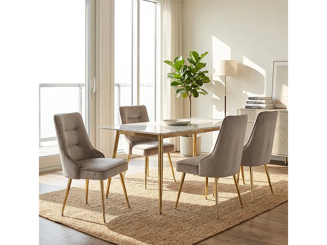 Lot de 2 chaises luxury ZIP en velours pieds Gold - Moka