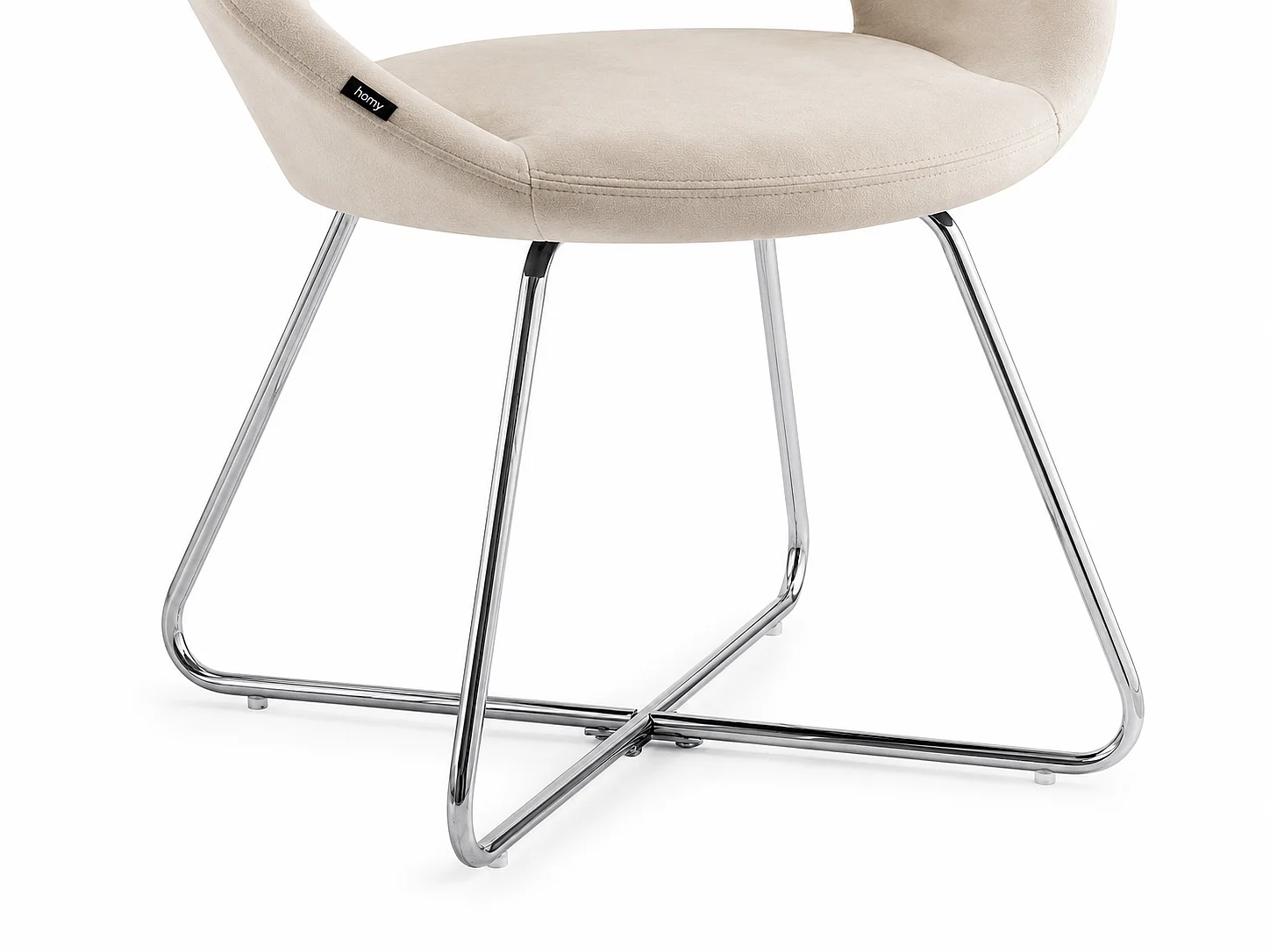 Lot de 4 Chaises BUBBLE Chrome velours - écru