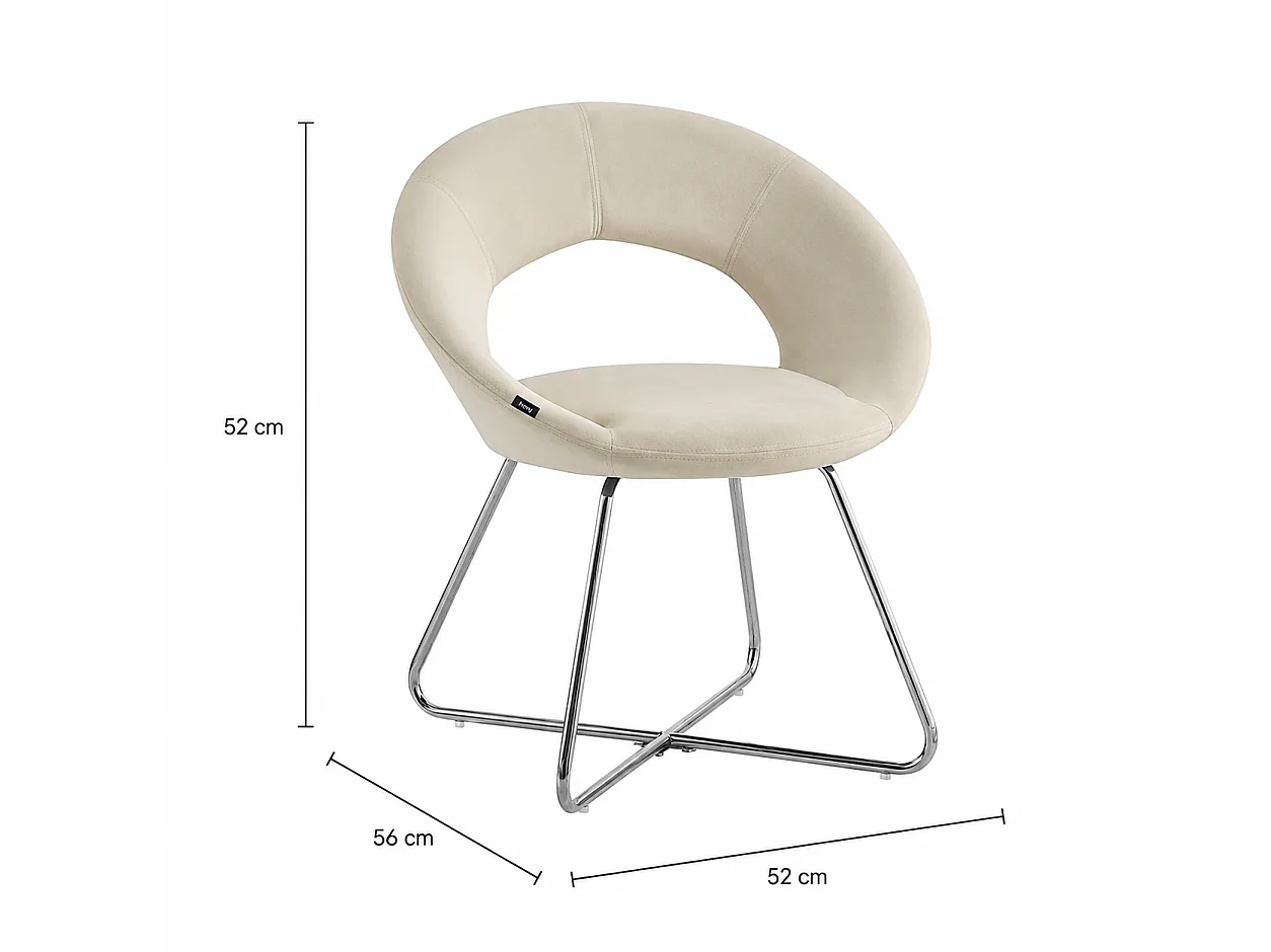 Lot de 4 Chaises BUBBLE Chrome velours - écru