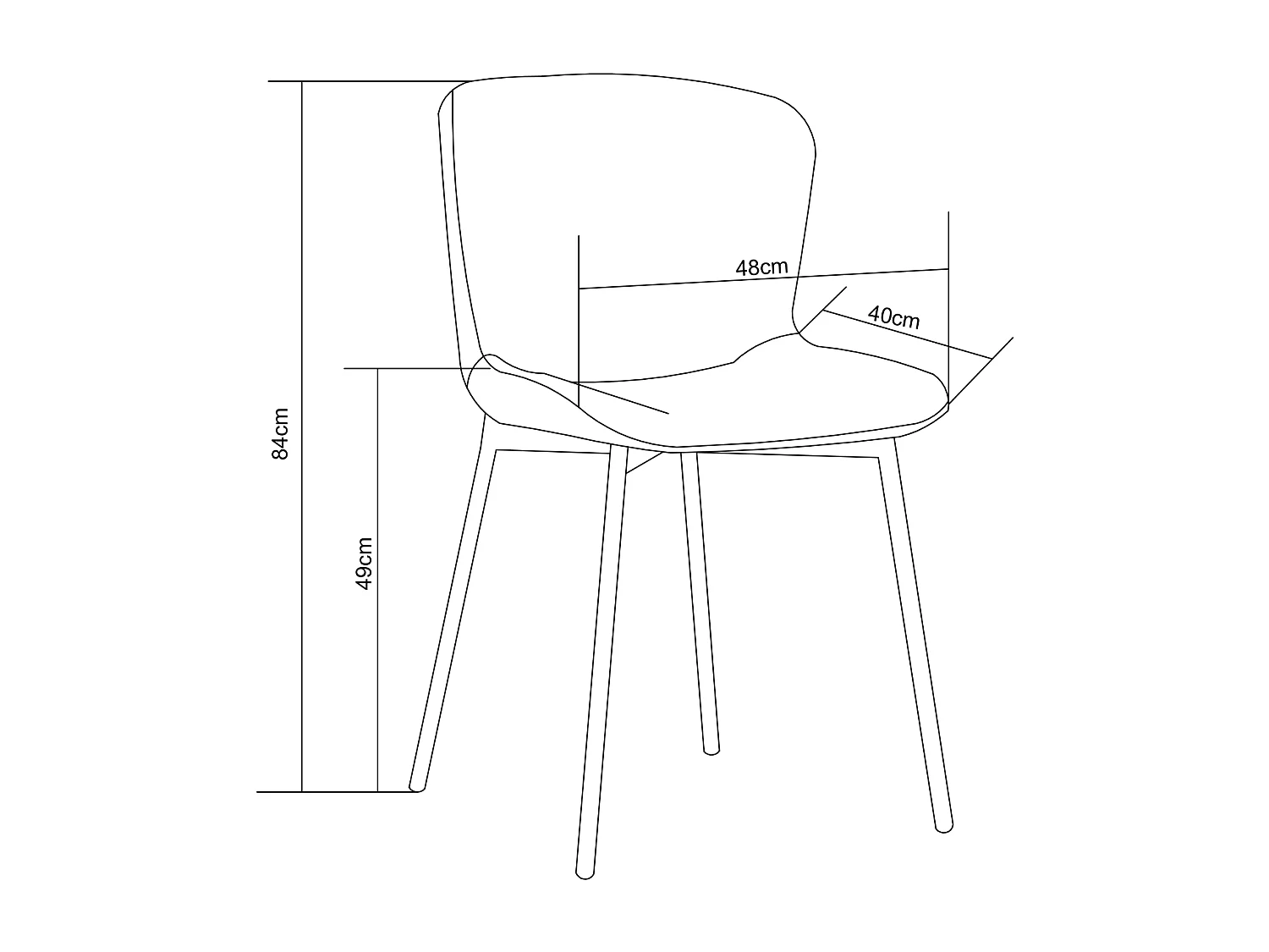 Lot de 4 chaises ELEN métal noir velours