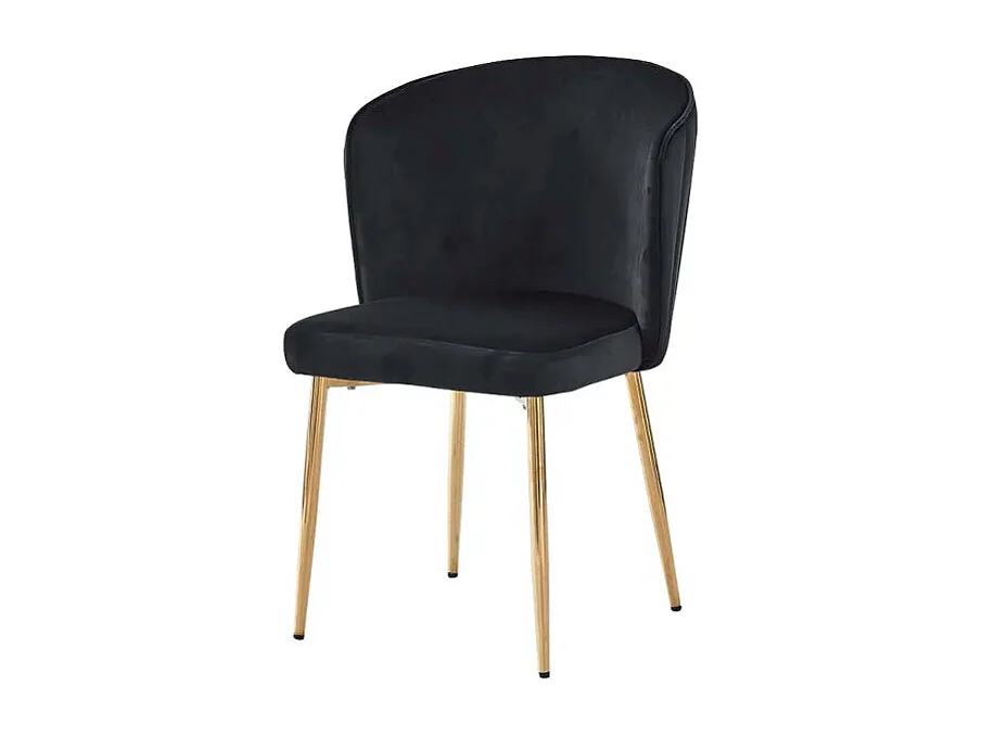 Lot de 4 chaises moderne DIANA gold velours noir
