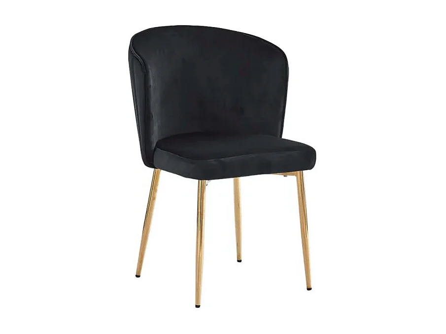 Lot de 4 chaises moderne DIANA gold velours noir