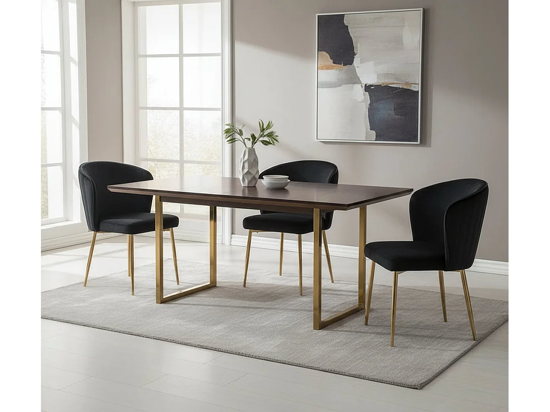 Lot de 4 chaises moderne DIANA gold velours noir