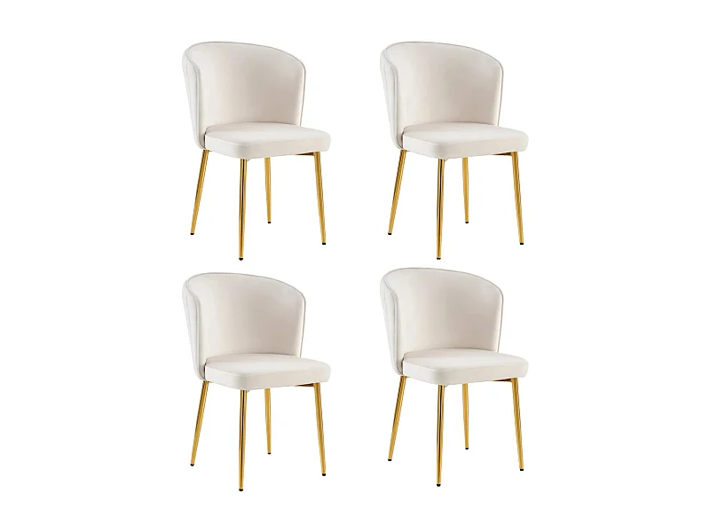 Lot de 4 chaises moderne DIANA gold velours moka