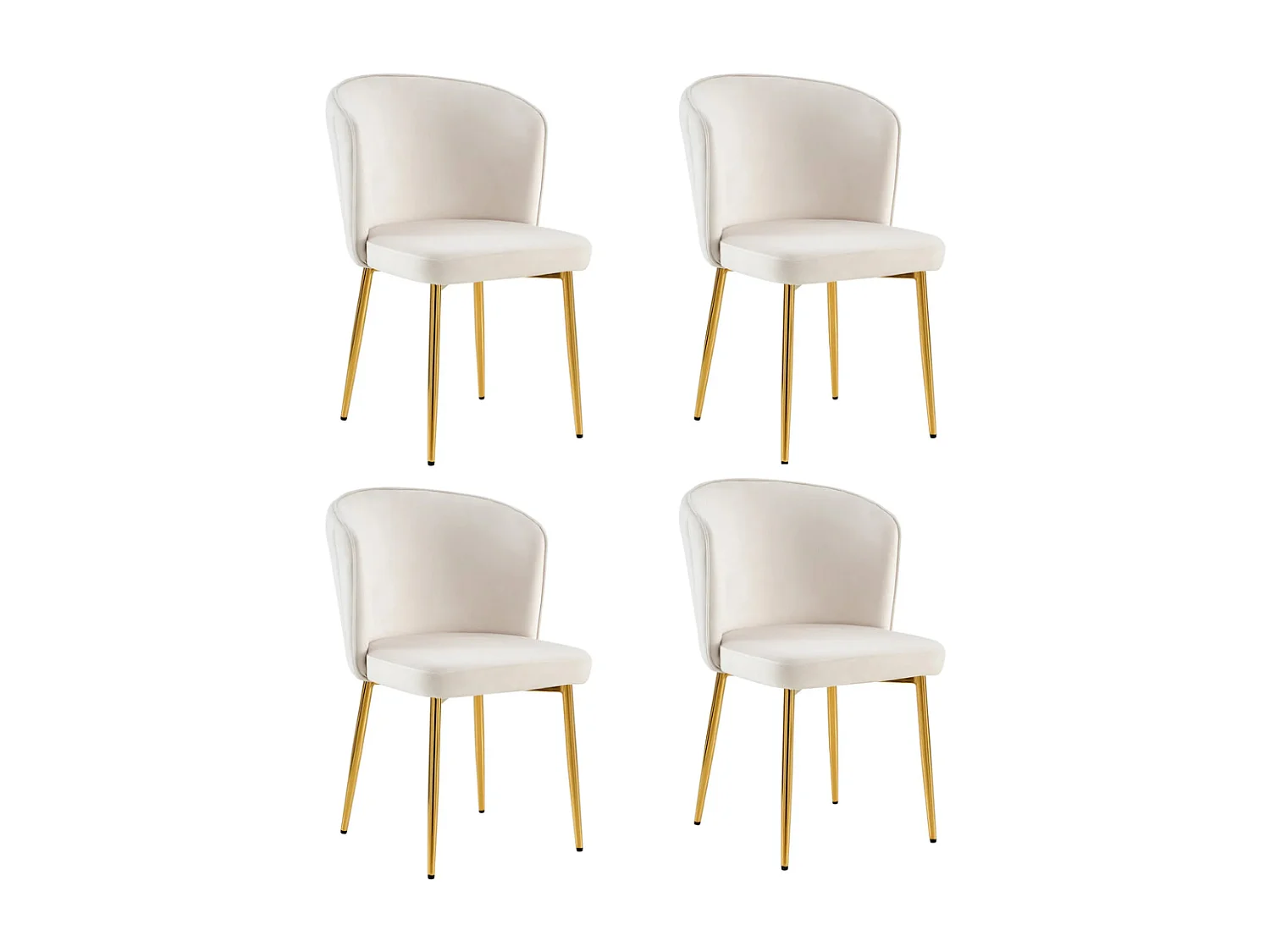 Lot de 4 chaises moderne DIANA gold velours moka
