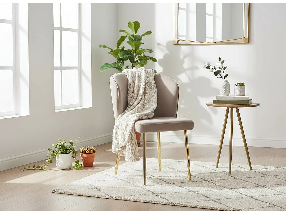 Lot de 4 chaises moderne DIANA gold velours moka