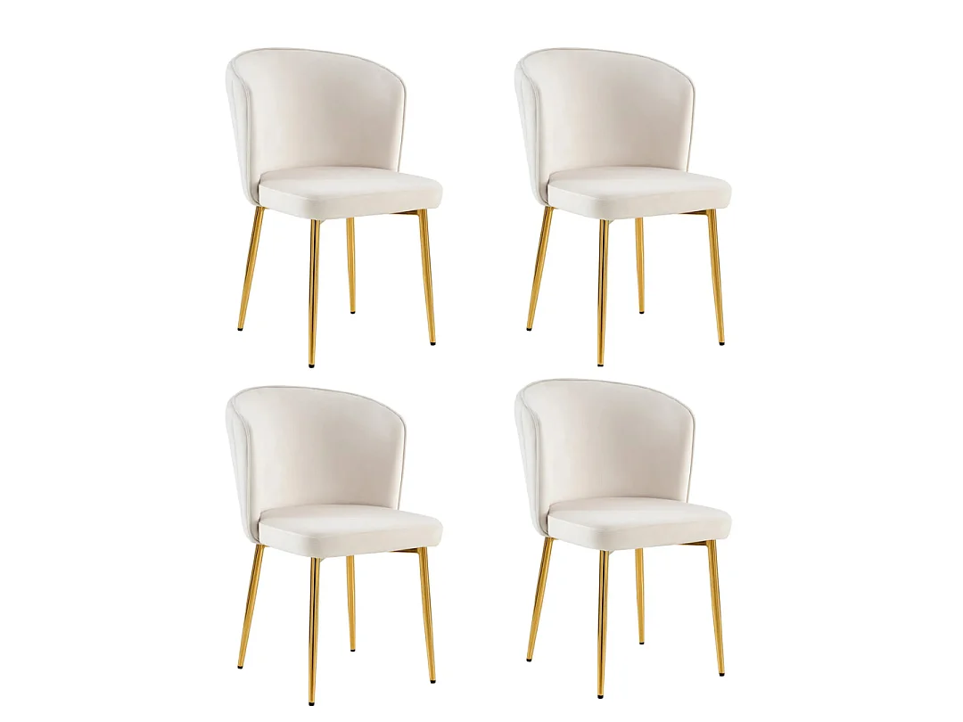 Lot de 4 chaises moderne DIANA gold velours moka