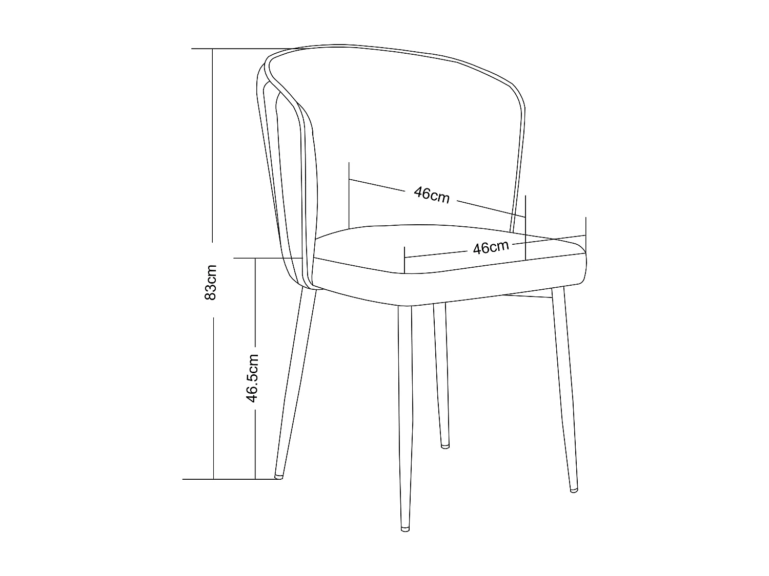 Lot de 4 chaises moderne DIANA gold velours écru