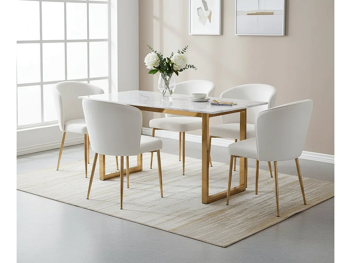 Lot de 4 chaises moderne DIANA gold velours écru