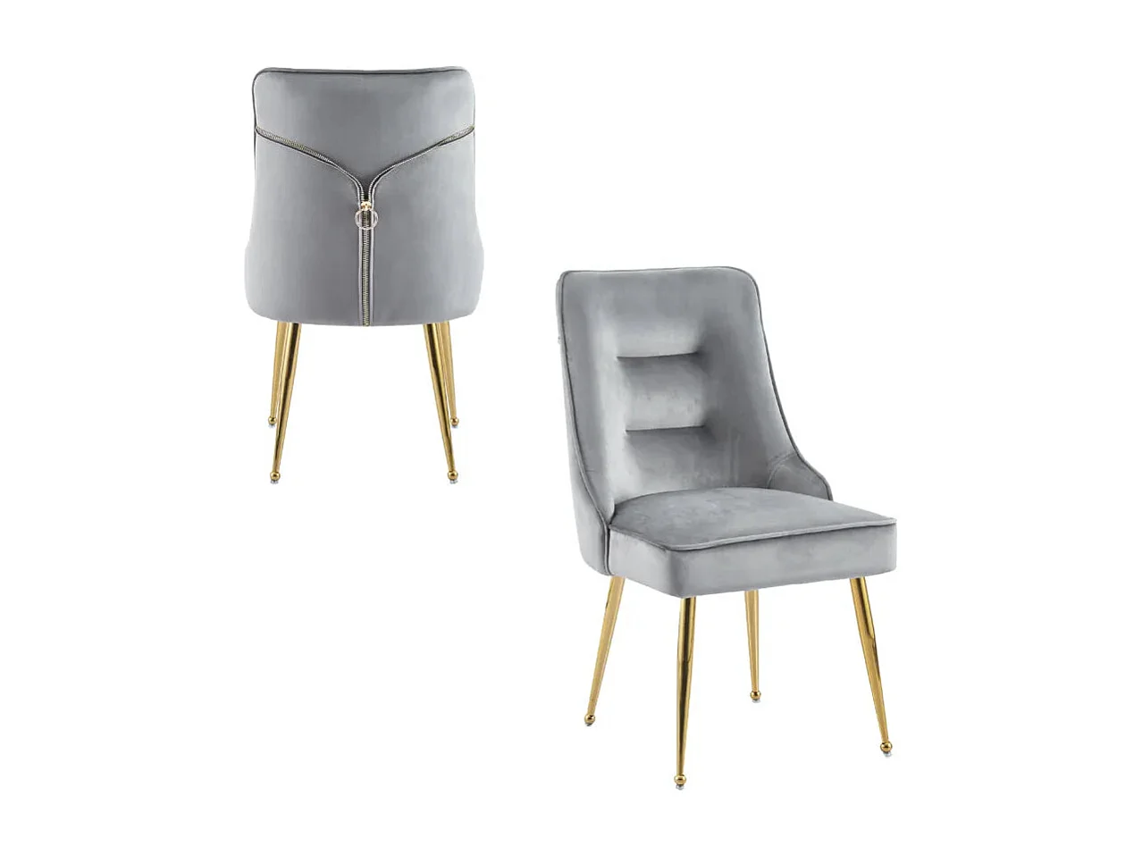 Lot de 2 chaises luxury ZIP en velours pieds Gold - Anthracite