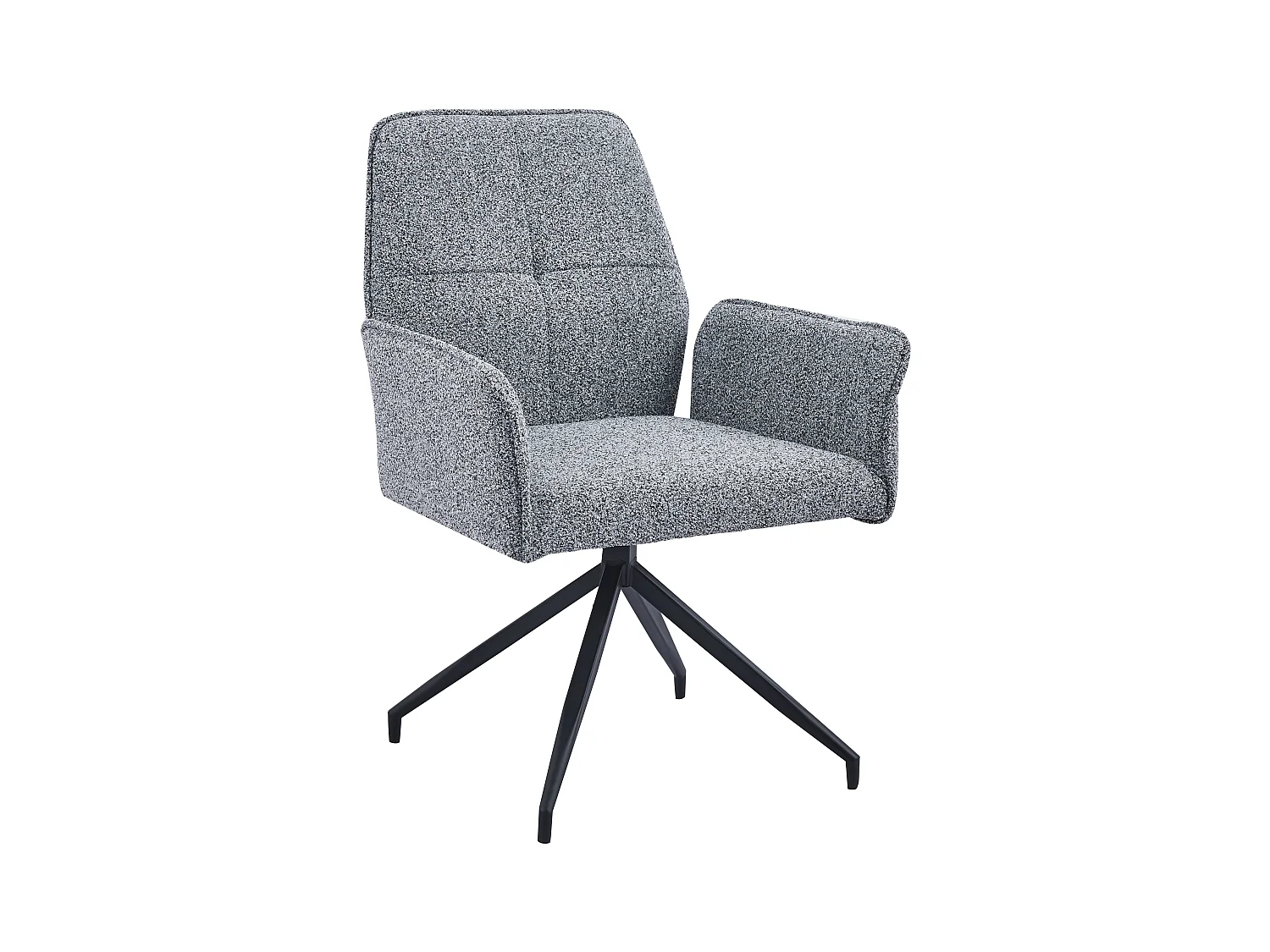 Lot de Chaise de Bureau LUTETIA – Métal Noir & Tissu Tweed– 65x62x88 cm