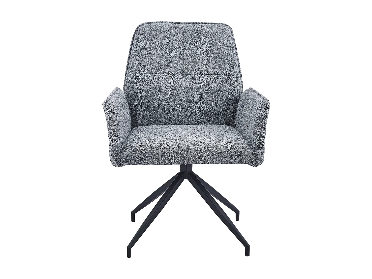 Lot 2 Chaises de Bureau Lutetia Tissu Tweed Anthracite Pieds Métal Noir 65x62x88cm