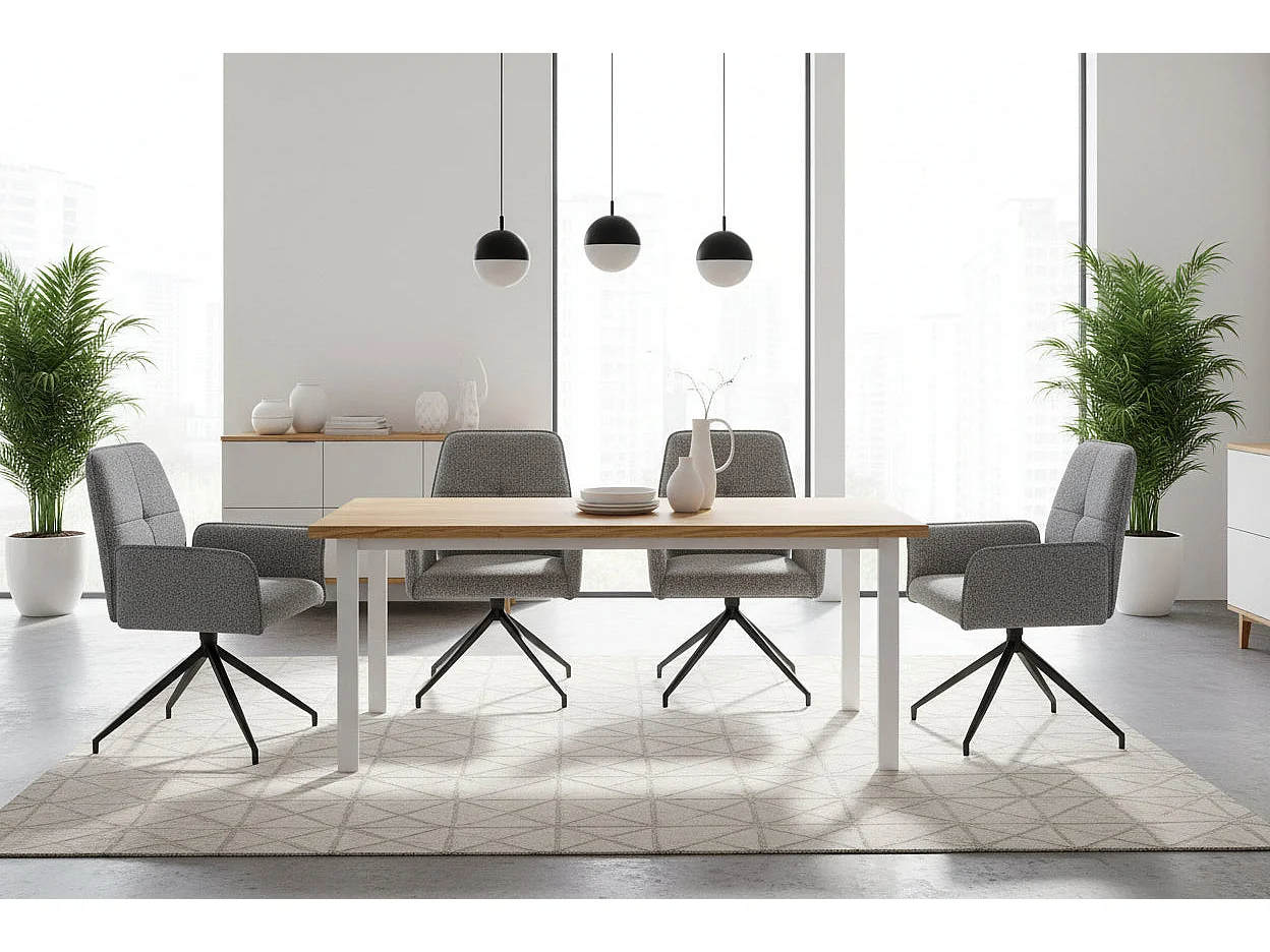 Lot 2 Chaises de Bureau Lutetia Tissu Tweed Anthracite Pieds Métal Noir 65x62x88cm