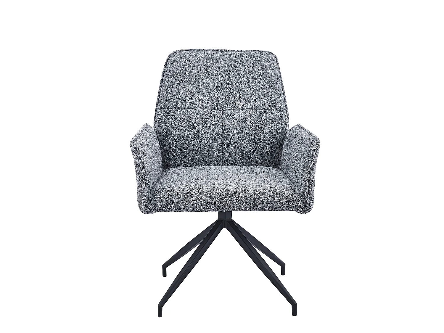 Lot 2 Chaises de Bureau Lutetia Tissu Tweed Anthracite Pieds Métal Noir 65x62x88cm