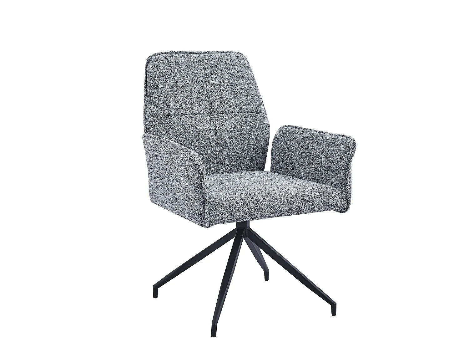 Lot 2 Chaises de Bureau Lutetia Tissu Tweed Anthracite Pieds Métal Noir 65x62x88cm