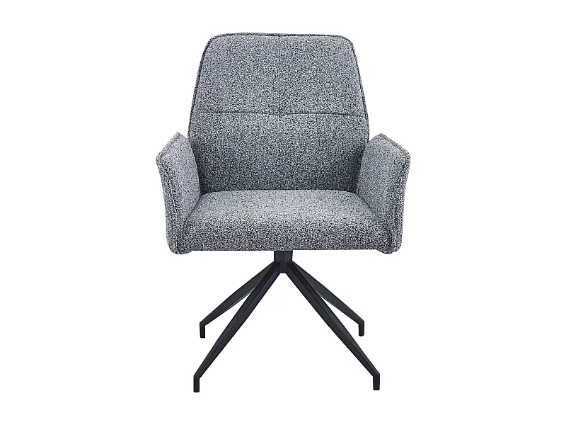 Lot 2 Chaises de Bureau Lutetia Tissu Tweed Anthracite Pieds Métal Noir 65x62x88cm