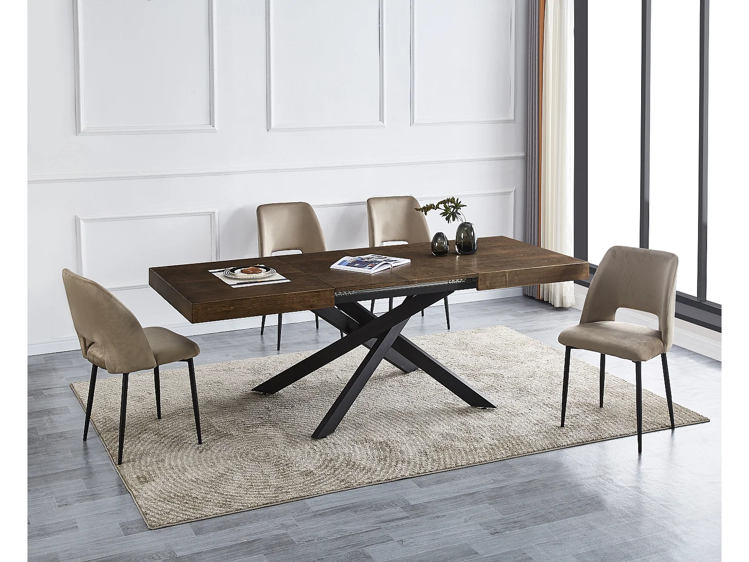 Lot de 4 chaises AVA Métal noir Velours