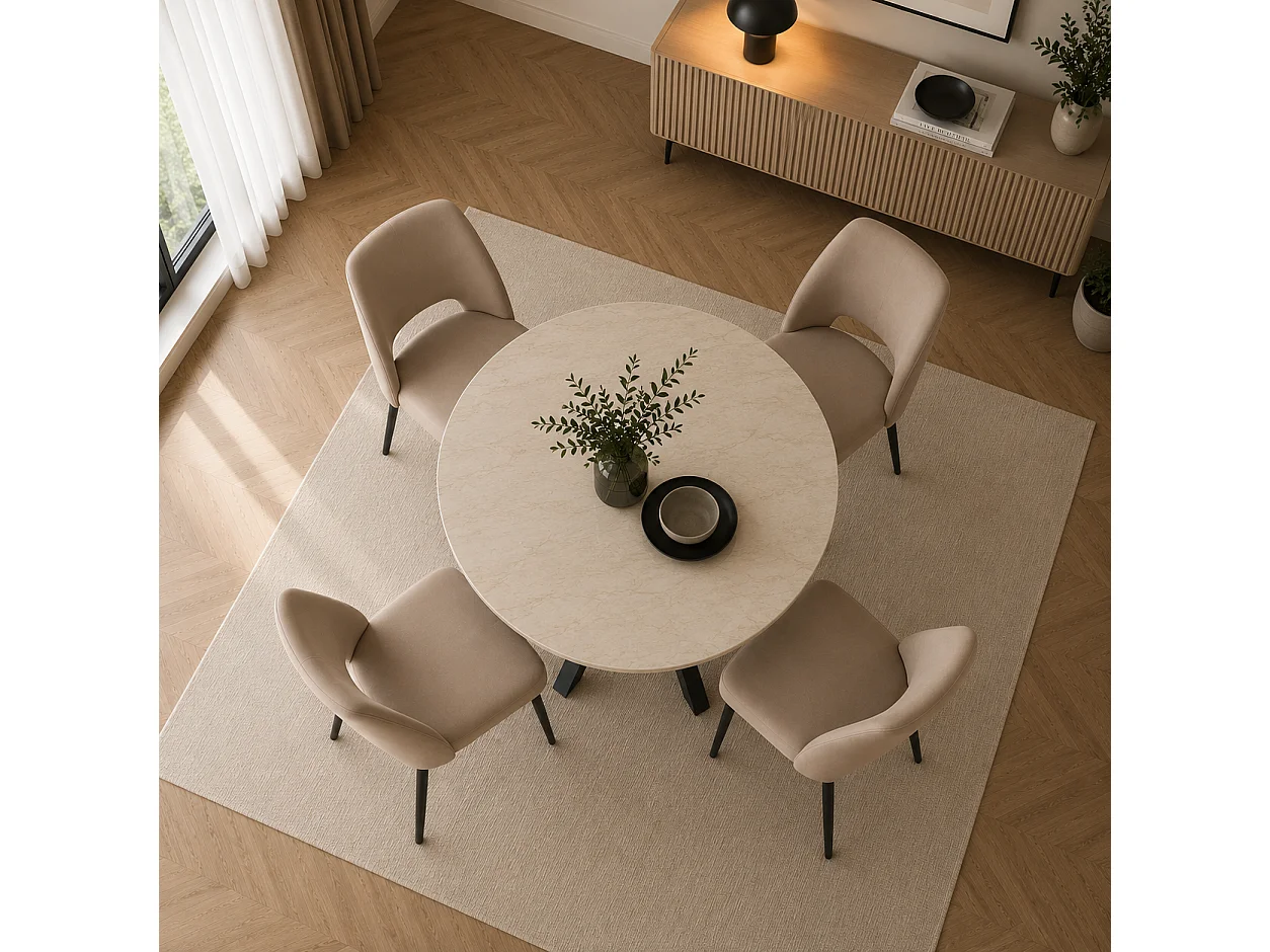 Lot de 4 chaises AVA Métal noir Velours - Taupe