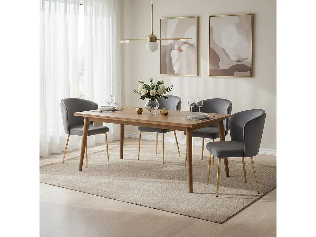 Lot de 4 chaises moderne DIANA gold velours anthracite