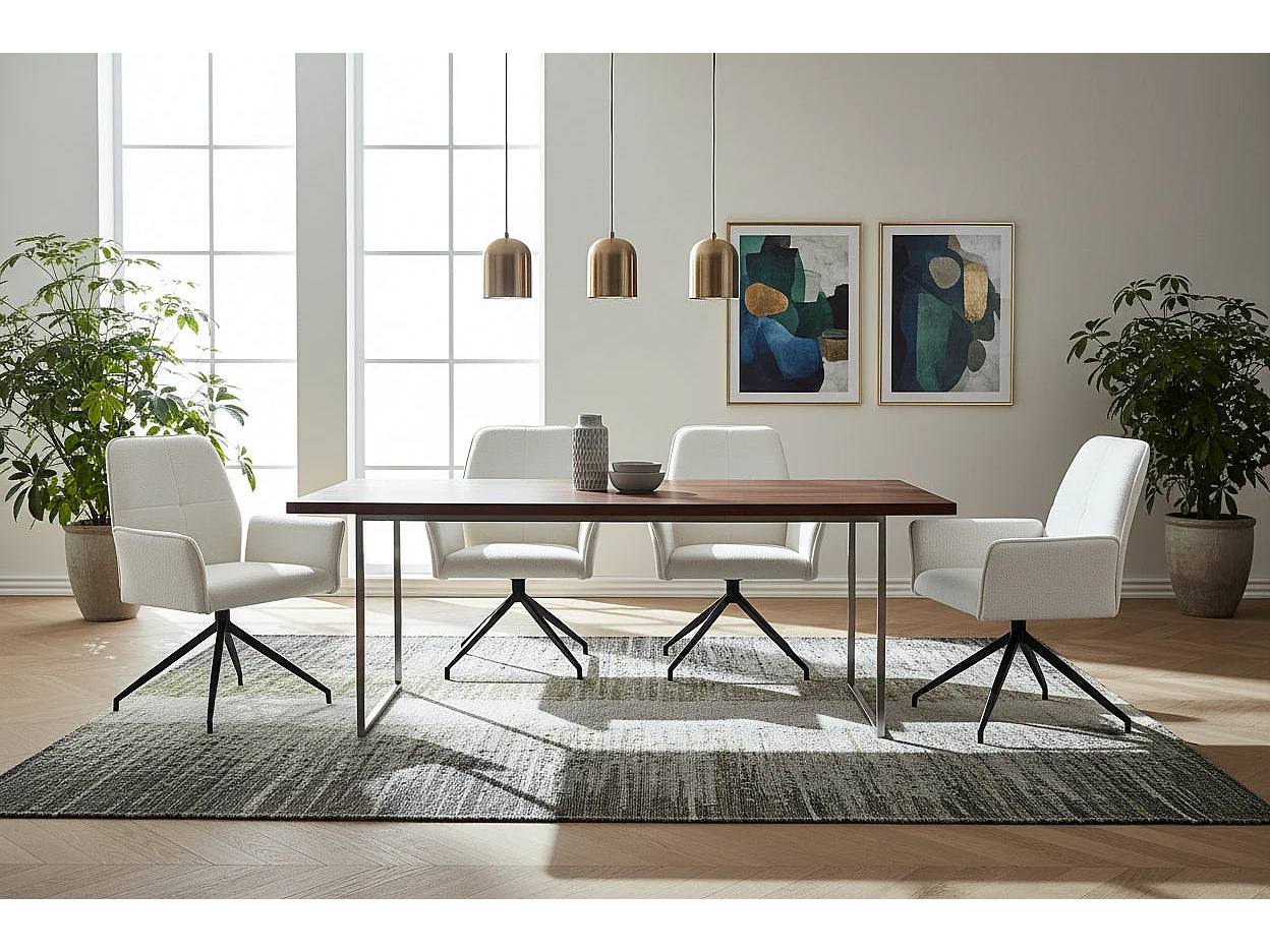 Lot 2 Chaises de Bureau Lutetia Tissu Doudou Pieds Métal Noir 65x62x88cm