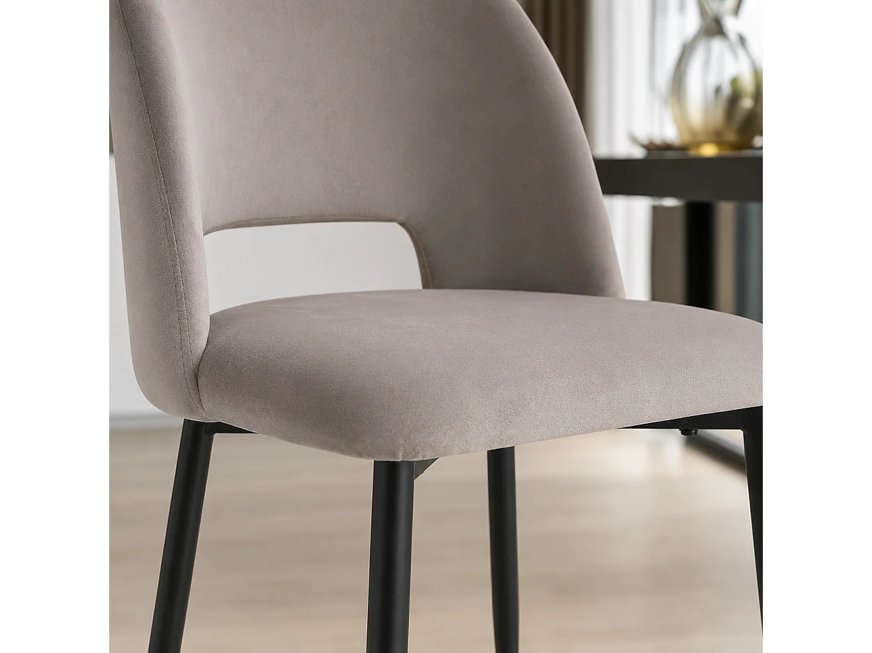 Lot de 4 chaises AVA Métal noir Velours - Gris