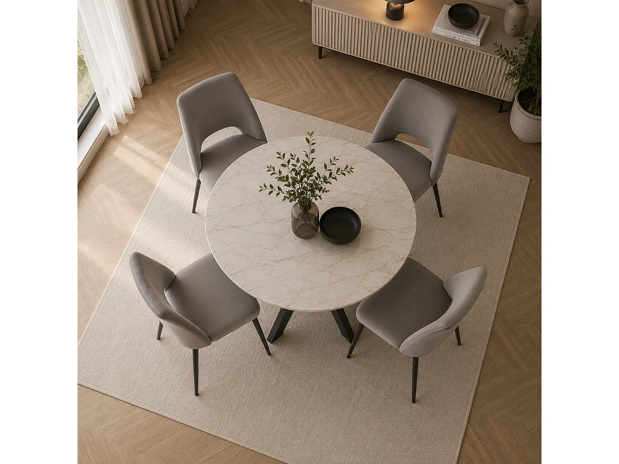 Lot de 4 chaises AVA Métal noir Velours - Gris