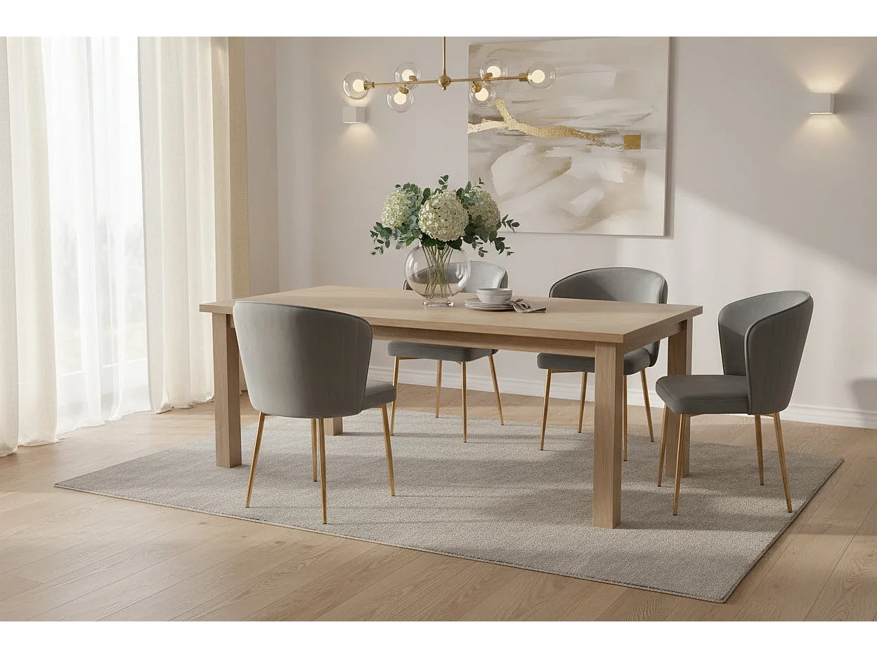 Lot de 4 chaises moderne DIANA gold velours gris