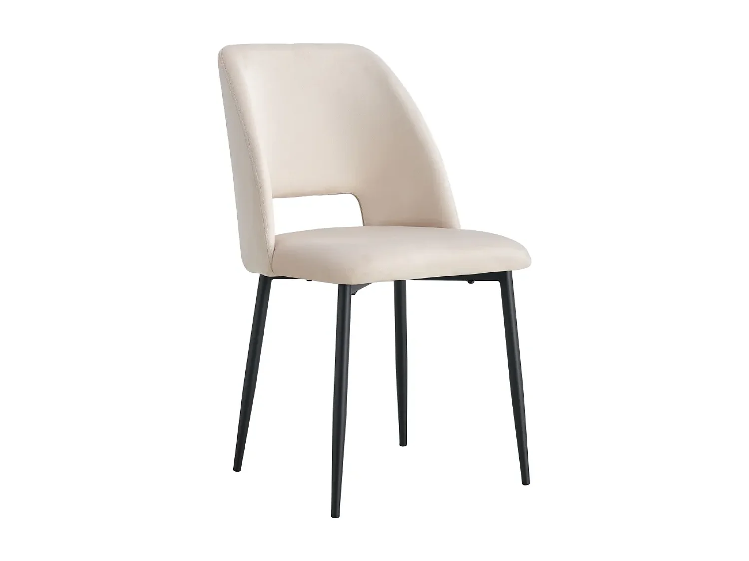 Lot de 4 chaises AVA Métal noir Velours - Beige