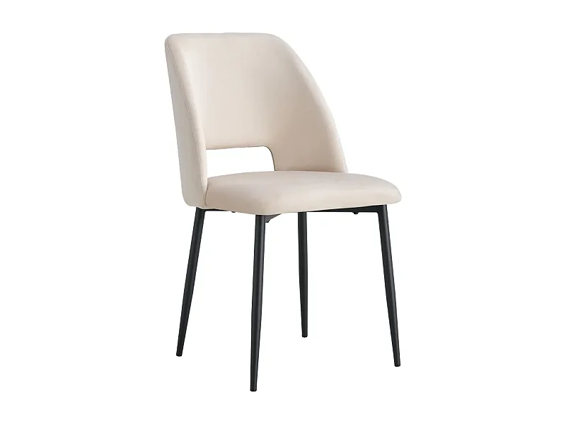 Lot de 4 chaises AVA Métal noir Velours - Beige