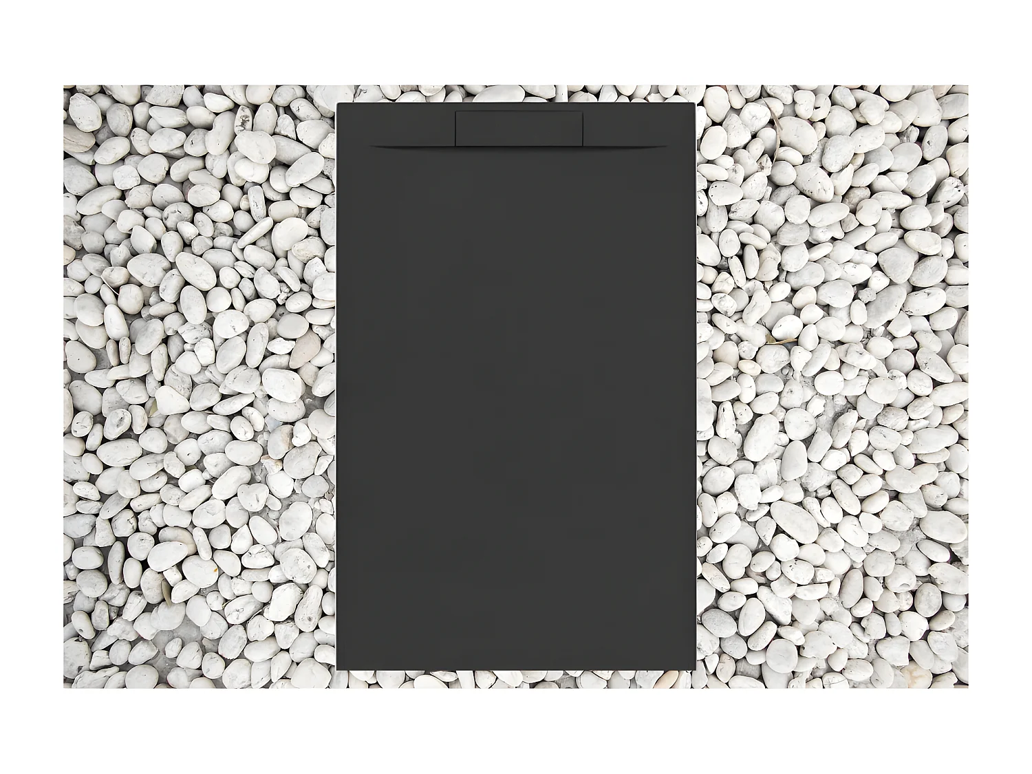 Receveur de douche 180X90 cm noir Vulcano Line PLUS en Résine et Poudre de Marbre avec Grille Latérale EN RÉSINE DE MARBRE