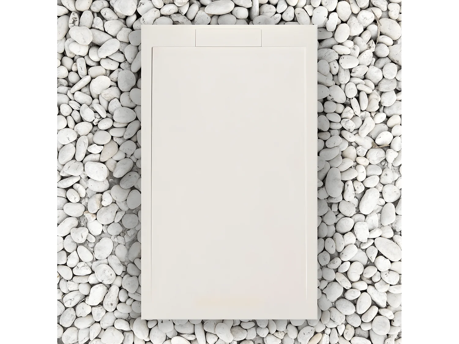 RECEVEUR DE DOUCHE 140X80 cm Beige Ral 9001 Ligne Vulcano SLIM en résine et poudre de marbre avec grille latérale en résine de marbre