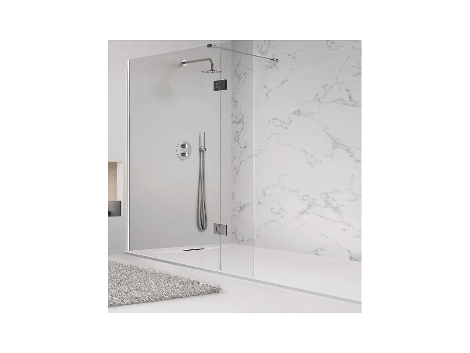 Duschwanne 190X90 cm GRAU RAL 7037 Vulcano Line PLUS aus Harz und Marmorpulver mit seitlichem Gitter aus MARMORHARZ