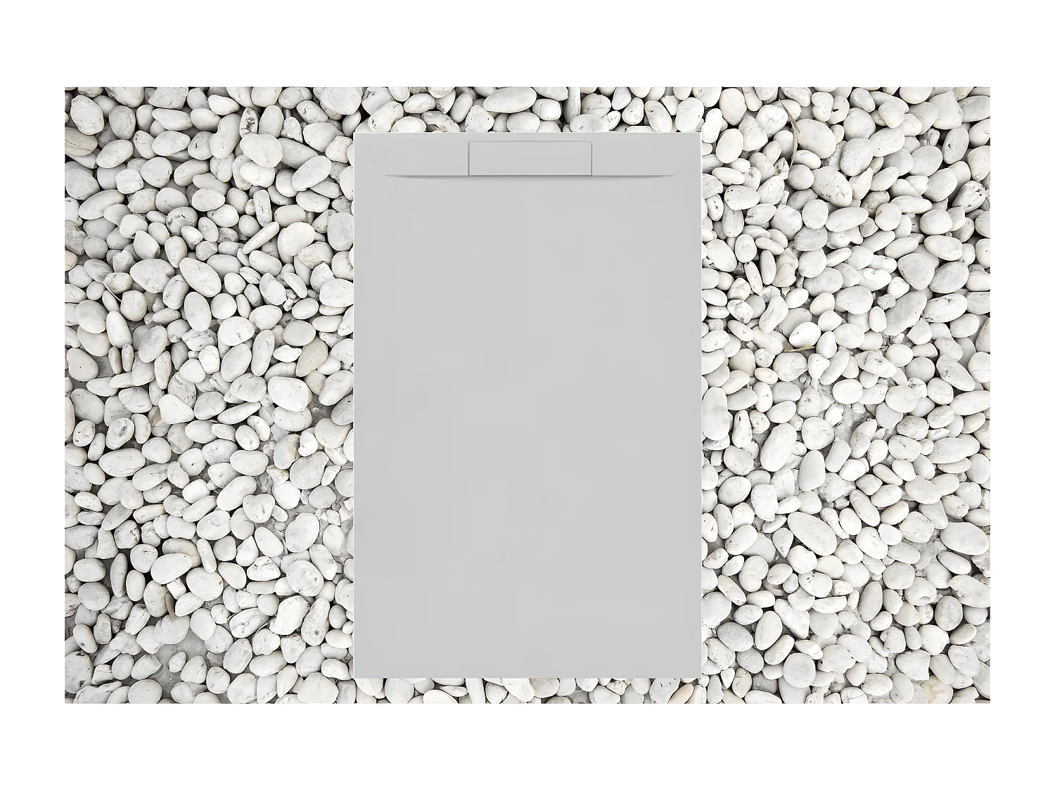 Receveur de Douche 75X170 cm Gris Perle Ligne Vulcano PLUS En Résine et Poudre de Marbre Avec Grille Latérale EN RÉSINE DE MARBRE