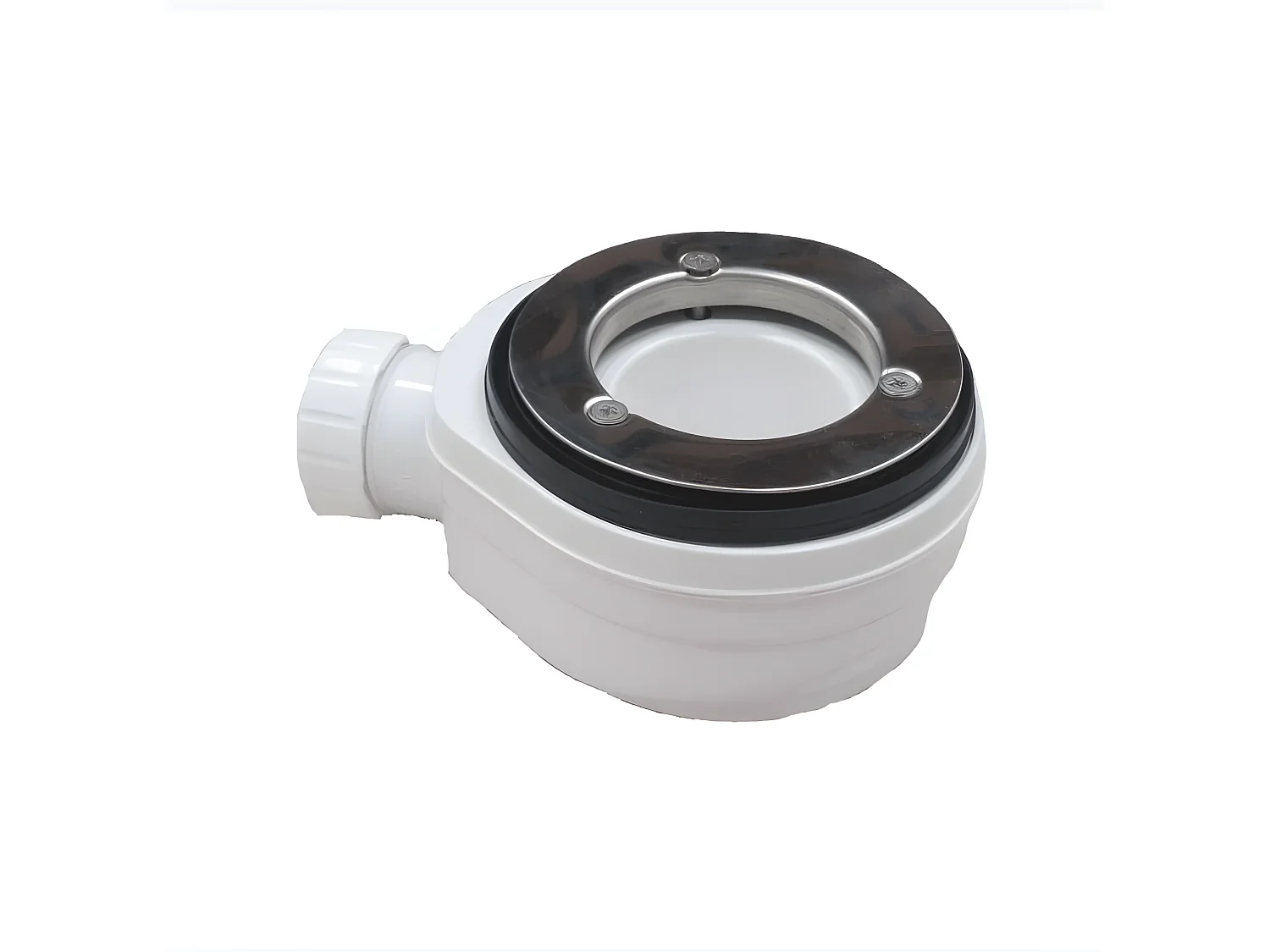 Duschwanne 90x90 cm Halbrund Vulcano Line Extra Slim Grau aus Kunstharz und Marmorpulver mit freiem Ablauf