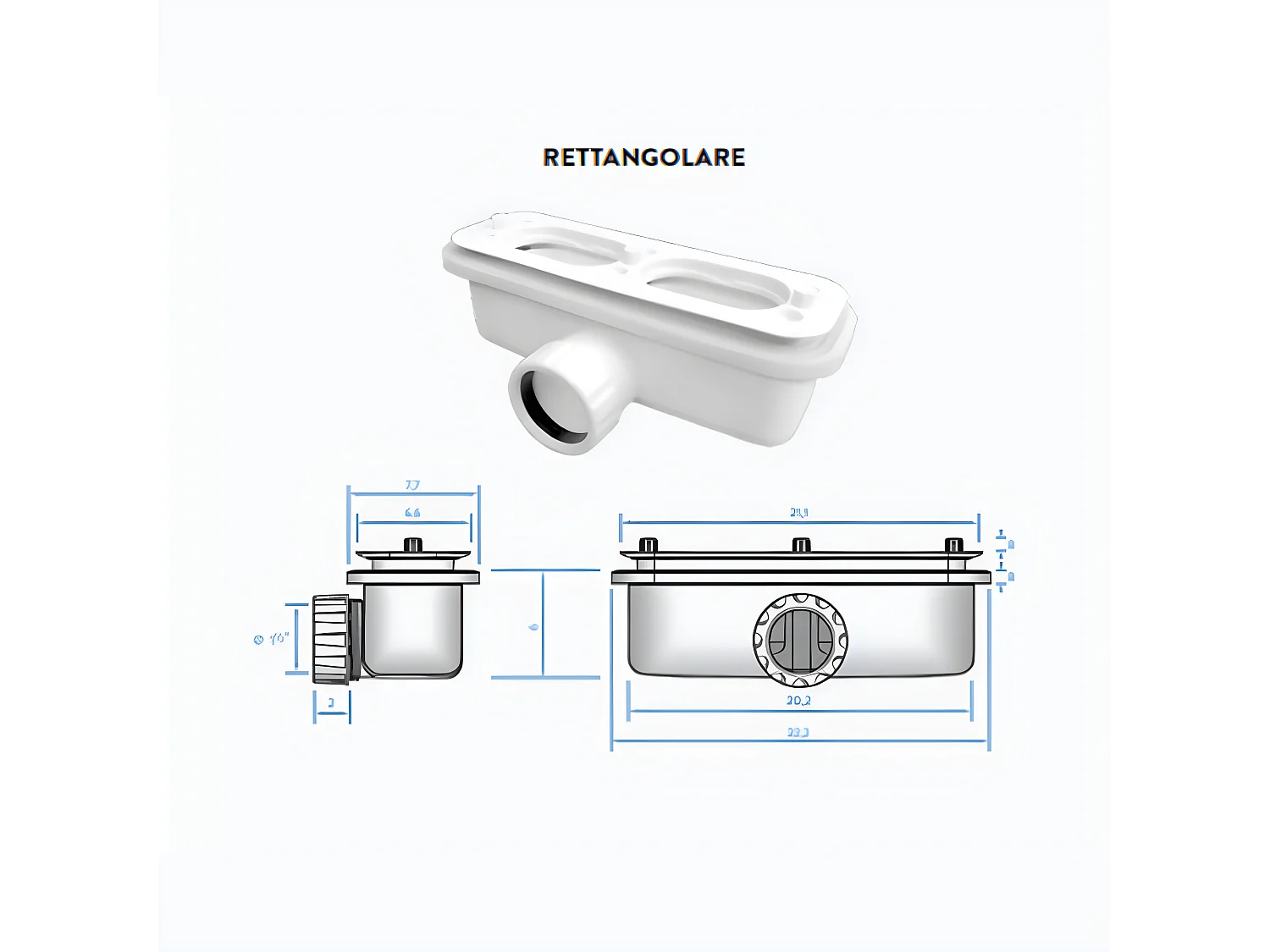 Piatto Doccia 75X120 cm Bianco Vulcano Line PLUS In Resina e Polvere Di Marmo Con Griglia Laterale IN MARMORESINA